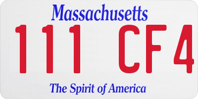 MA license plate 111CF4