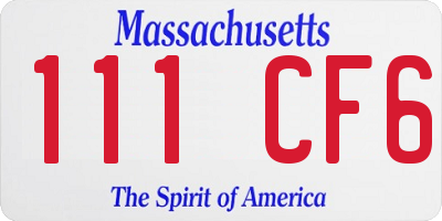 MA license plate 111CF6