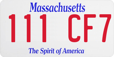 MA license plate 111CF7