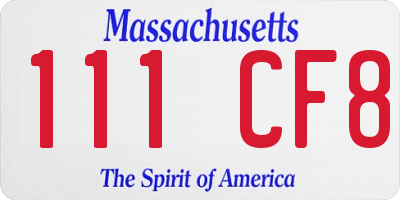 MA license plate 111CF8