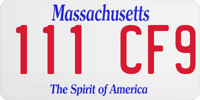 MA license plate 111CF9