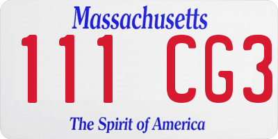 MA license plate 111CG3