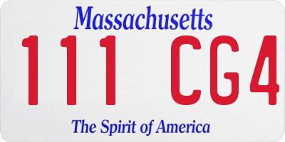 MA license plate 111CG4