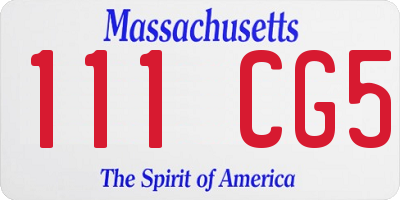 MA license plate 111CG5