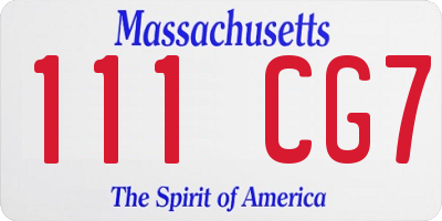 MA license plate 111CG7