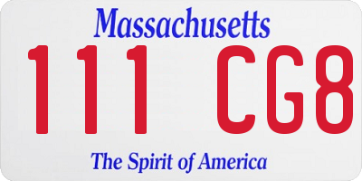 MA license plate 111CG8