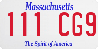 MA license plate 111CG9