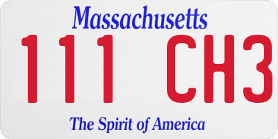 MA license plate 111CH3