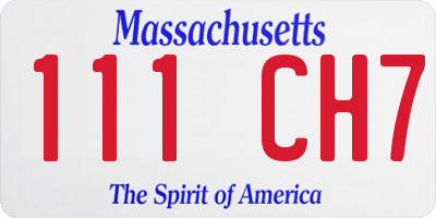 MA license plate 111CH7