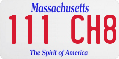 MA license plate 111CH8