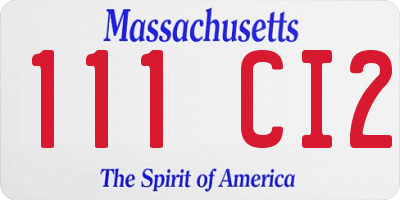 MA license plate 111CI2