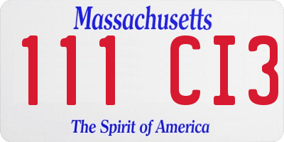 MA license plate 111CI3
