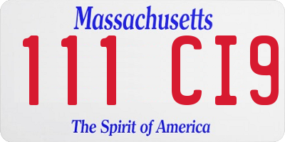 MA license plate 111CI9