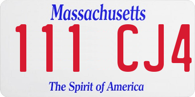 MA license plate 111CJ4