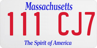 MA license plate 111CJ7