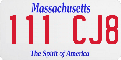MA license plate 111CJ8