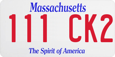 MA license plate 111CK2
