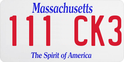 MA license plate 111CK3