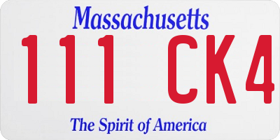 MA license plate 111CK4
