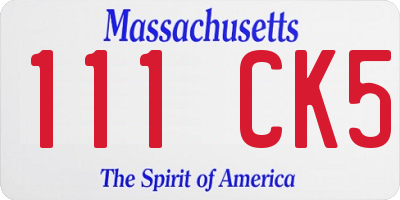 MA license plate 111CK5