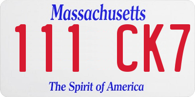 MA license plate 111CK7