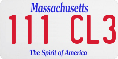 MA license plate 111CL3