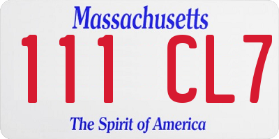 MA license plate 111CL7