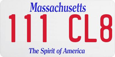 MA license plate 111CL8