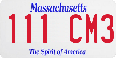 MA license plate 111CM3
