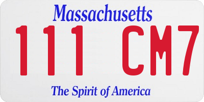 MA license plate 111CM7