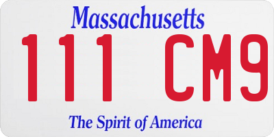 MA license plate 111CM9