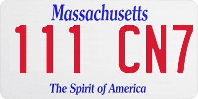 MA license plate 111CN7