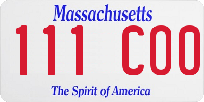 MA license plate 111CO0