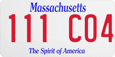 MA license plate 111CO4