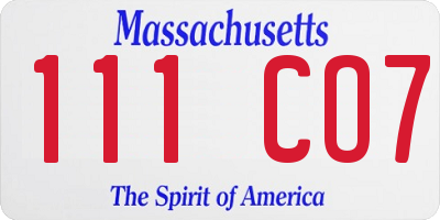 MA license plate 111CO7