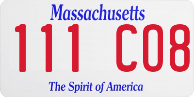 MA license plate 111CO8