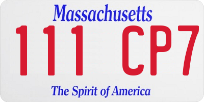 MA license plate 111CP7