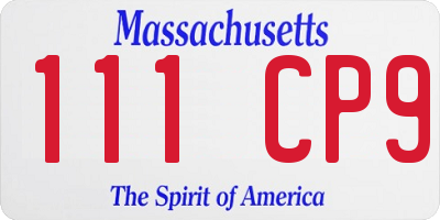 MA license plate 111CP9