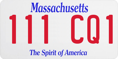 MA license plate 111CQ1