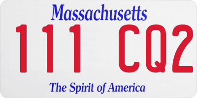 MA license plate 111CQ2