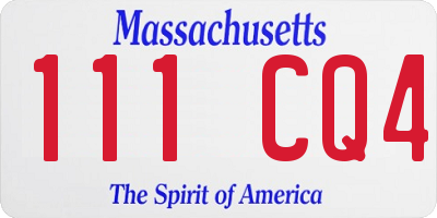 MA license plate 111CQ4