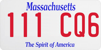 MA license plate 111CQ6