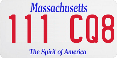 MA license plate 111CQ8