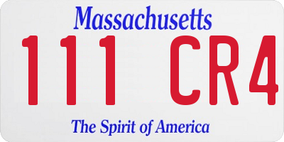MA license plate 111CR4