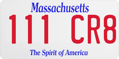 MA license plate 111CR8