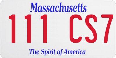 MA license plate 111CS7