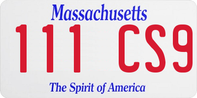 MA license plate 111CS9