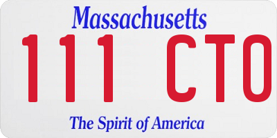 MA license plate 111CT0