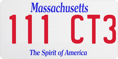 MA license plate 111CT3