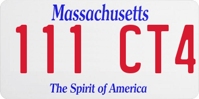 MA license plate 111CT4